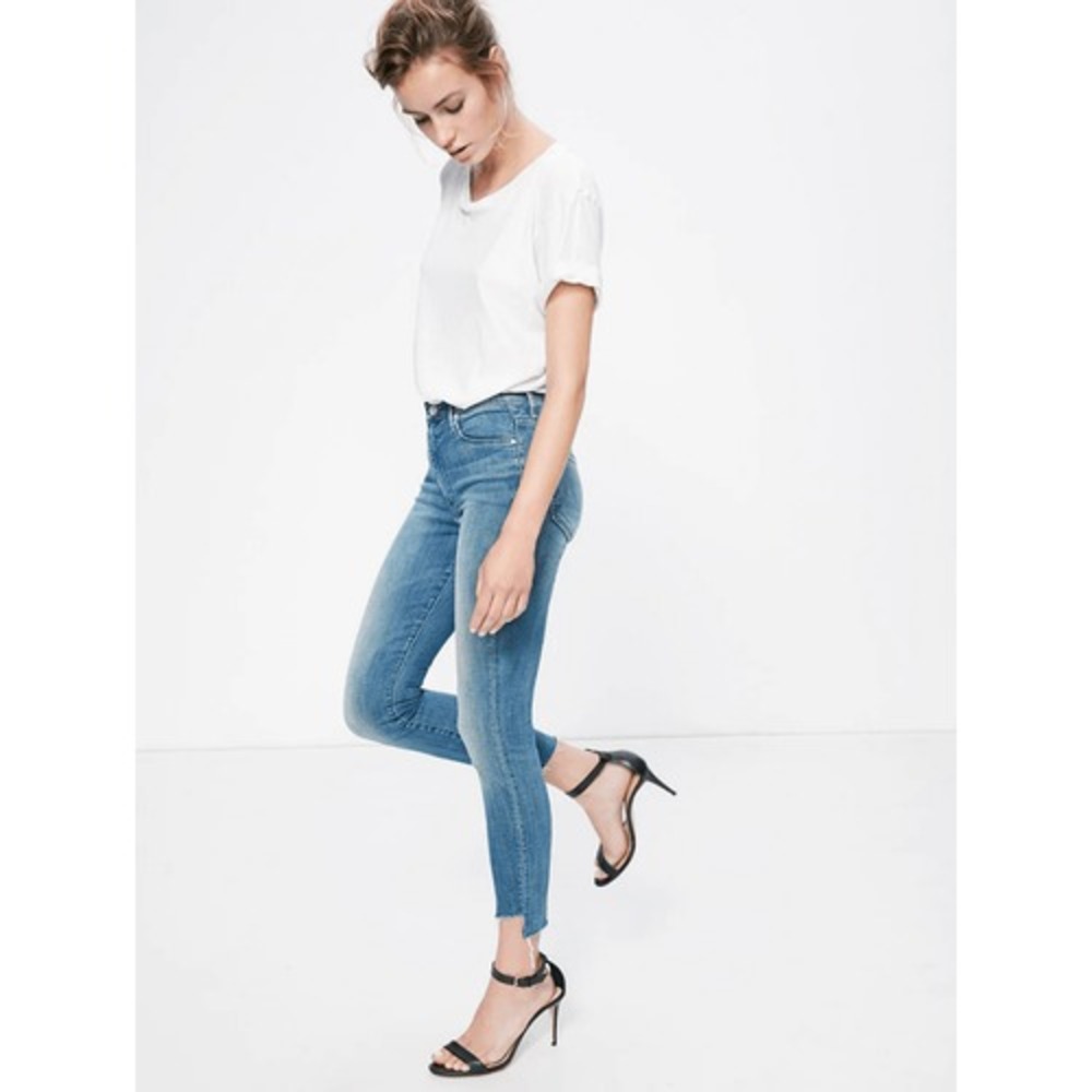 Mother Stunner Zip Ankle Fray jeans size 25 high rise cropped skinny